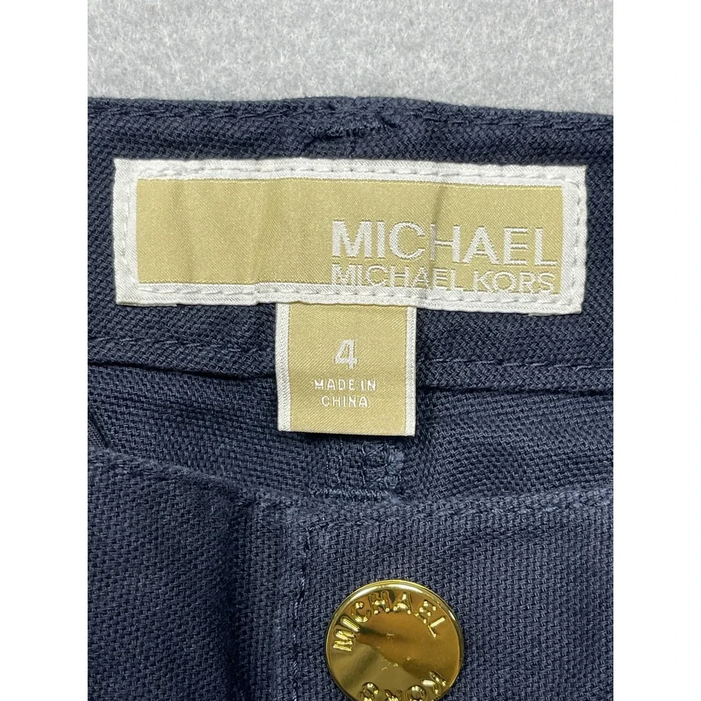 Michael Kors Cargo Pants Cotton Blend Navy Blue 4 Womens